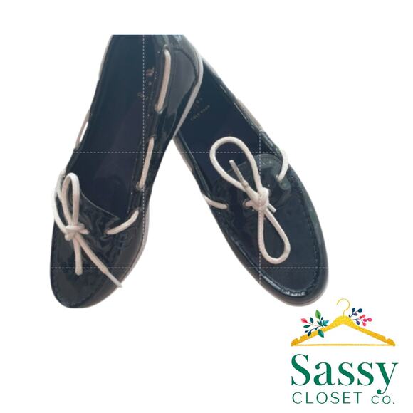 Cole Haan Resort Loafers – Navy Patent, White Laces, Sz 9, NWOT - Picture 1 of 8